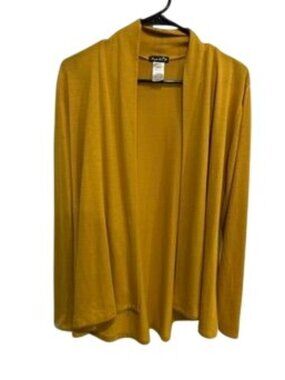 Fig & Blu Medium Mustard Yellow Open Front Long Sleeve Cardigan Boho Retro